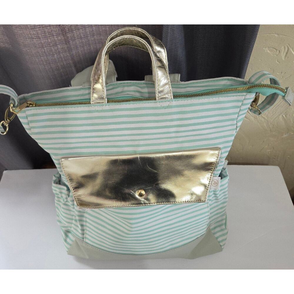 Oh Joy Target brand diaper bag / backpack mint green stripes